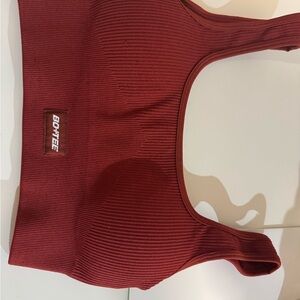 BO+TEE Women's Ribbed Sports Bra - Red